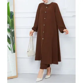 Ensemble Femme Voilée Marron - Ensemble Ouarda marron
