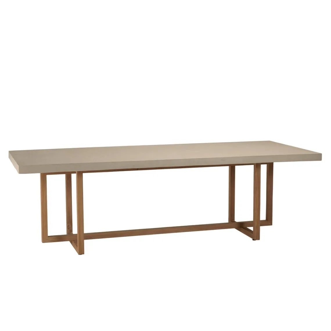 Table à manger rectangulaire béton beige pieds croisés en teck DAK | 3 Suisses