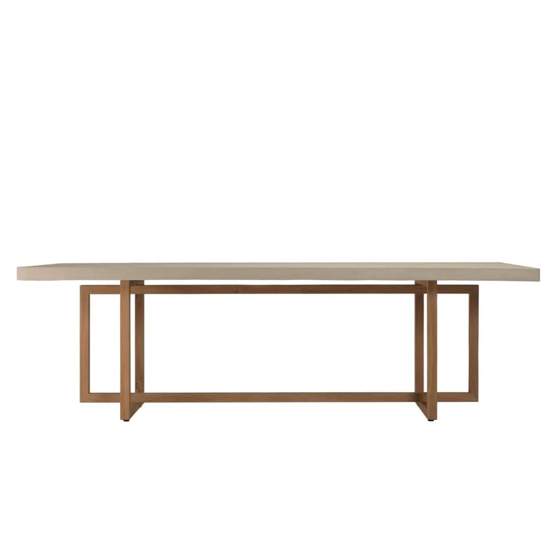 Table à manger rectangulaire béton beige pieds croisés en teck DAK | 3 Suisses