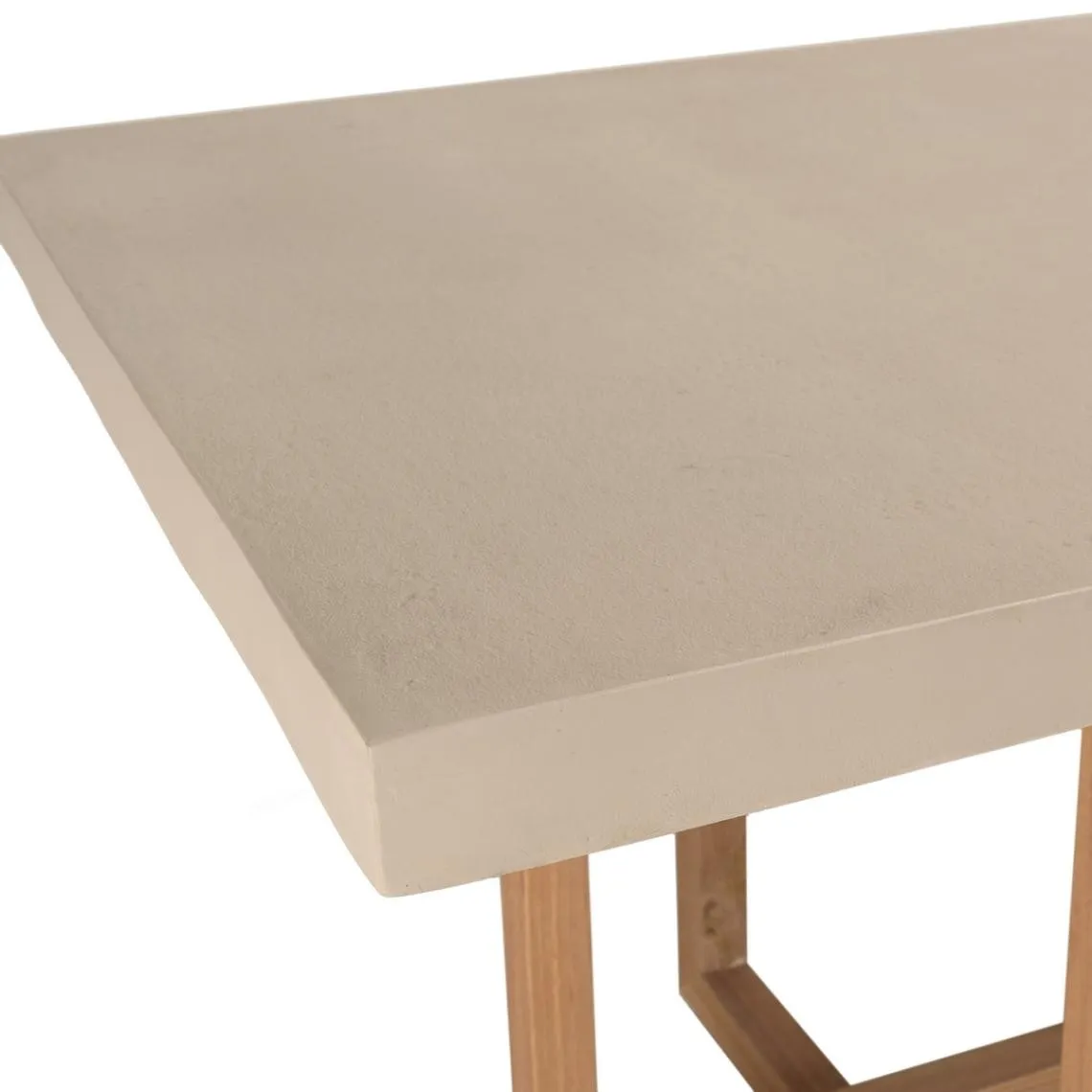 Table à manger rectangulaire béton beige pieds croisés en teck DAK | 3 Suisses