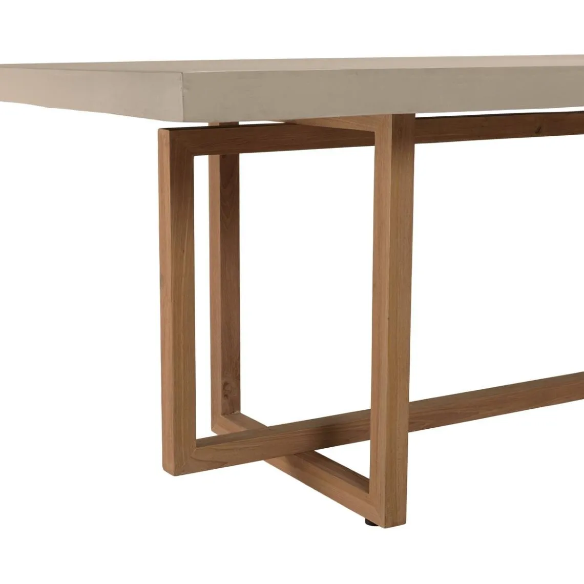 Table à manger rectangulaire béton beige pieds croisés en teck DAK | 3 Suisses